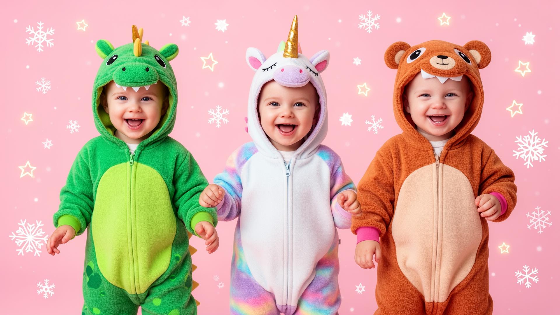 Kids in animal onesies